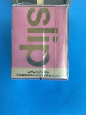 Slip Pink Silk hair tie with Gold Logo Accent